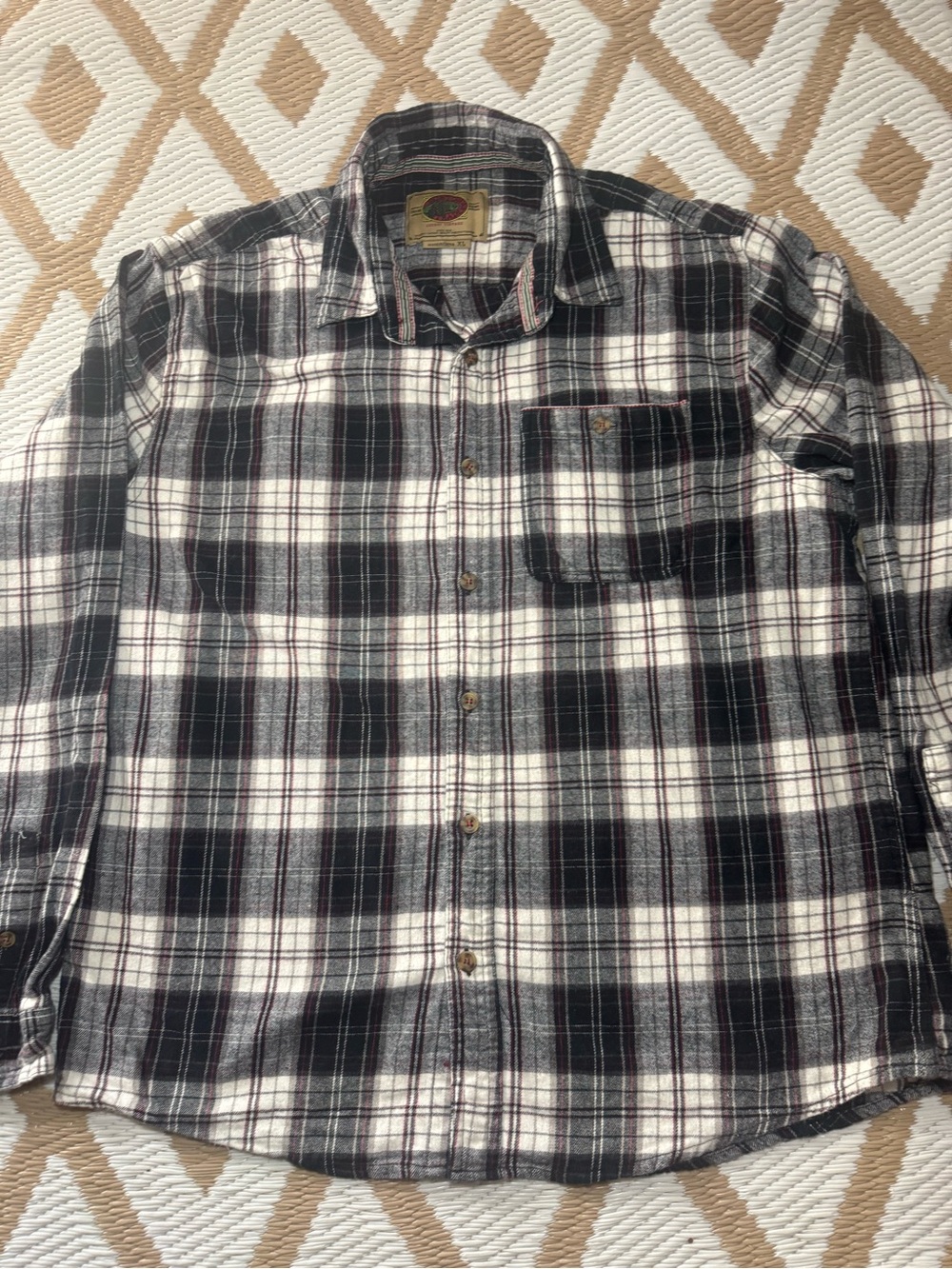 Boston Traders Black and White Plaid Button-Down Shirt